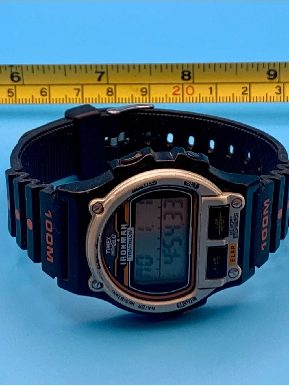 TIMEX IRONMAN TRIATHLON Men’s Vintage 1994 8 Lap Digital Watch Works New Battery